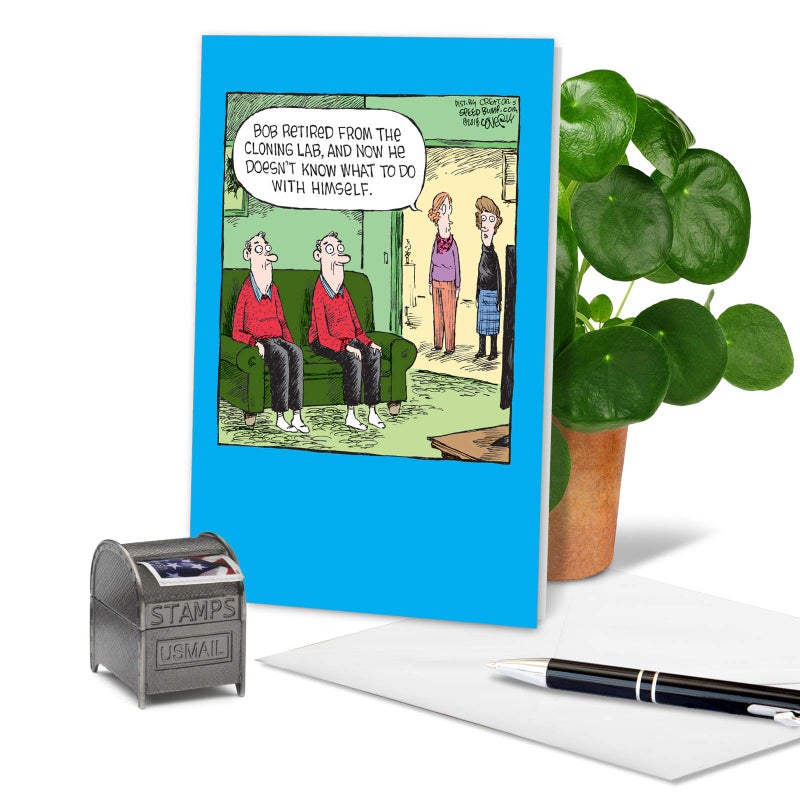 NobleWorks Humorous Retirement Greeting Card From Us with 5 x 7 Inch Envelope (1 Card) Co-Worker, Good Luck Cloning Lab C6362RTG-US - Image 3